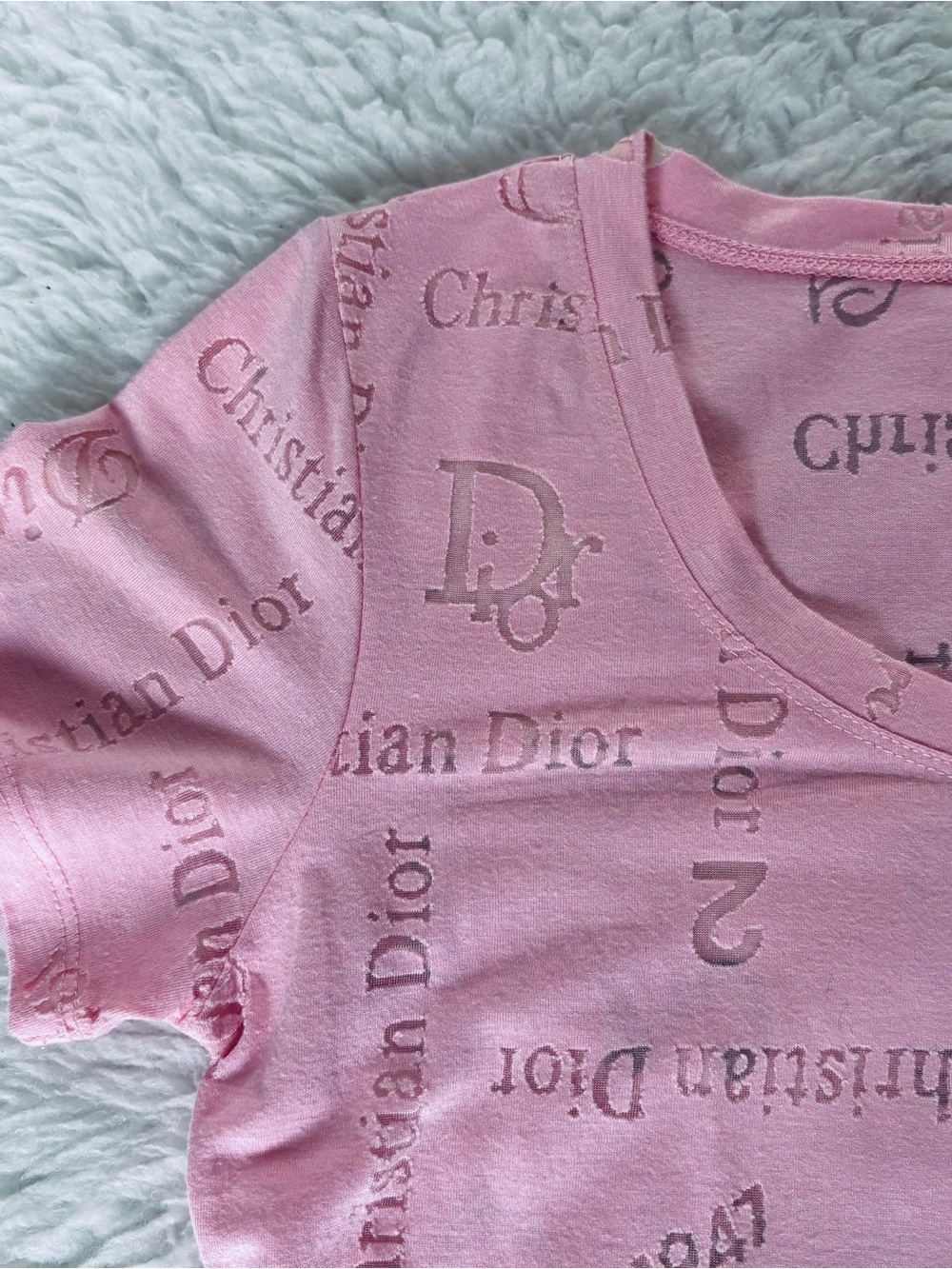 Christian Dior Pink Logo Silhouette Vintage Tee Sz EU42 US S-M - Picture 5 of 16
